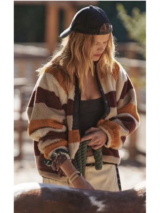 FP Movement by Free People Jackets & Blazers - FREE PEOPLE Movement Hit The Slopes Printed Fleece Jacket in Multi Size Small